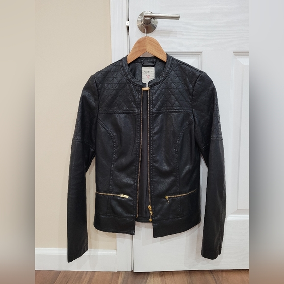 GUESS Faux Leather Moto Jacket - Picture 1 of 4